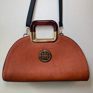 Lisa Fang Semi Circular Crescent Shaped Handbag Crossbody Purse Brown